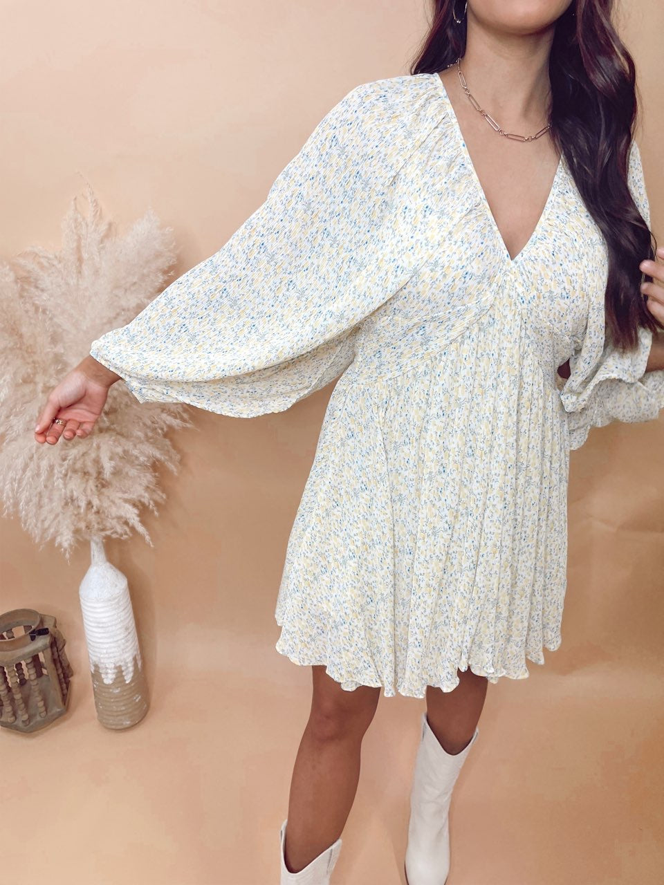 Floral Print Dolman Sleeve Mini Dress ...